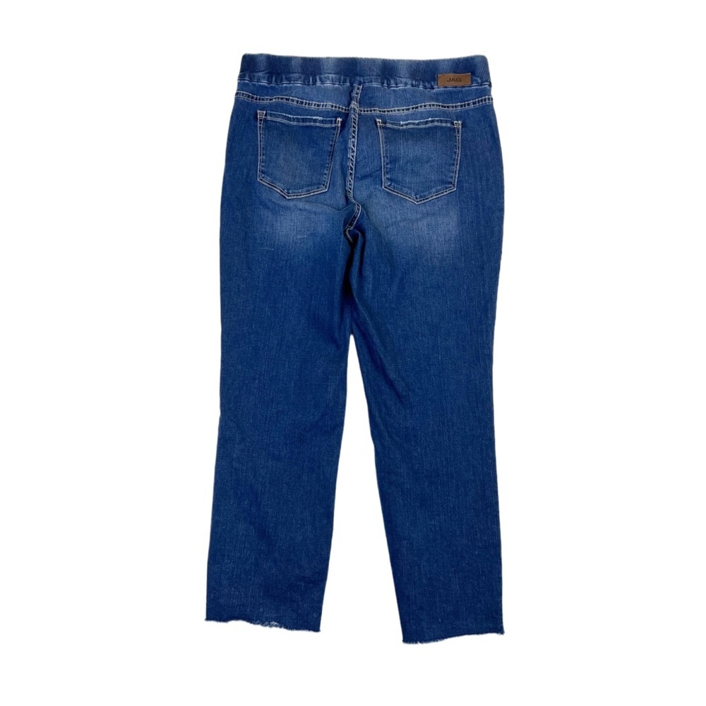 Jag Pull On High Rise Slim Ankle Length Jeans 16 Pearl Details Raw Hem Stretchy - Picture 6 of 9